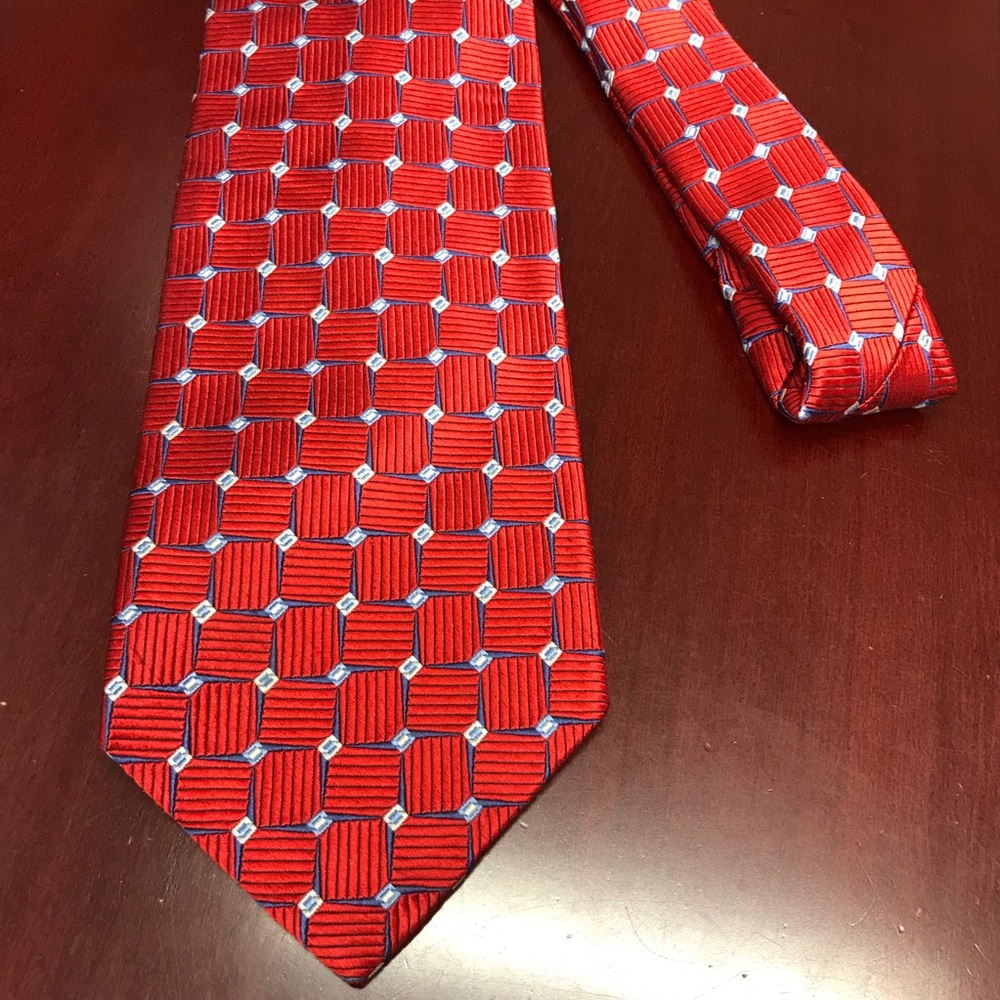 Robert Talbot Best of Class Nordstrom Men's Neck Tie Red Silk box pattern